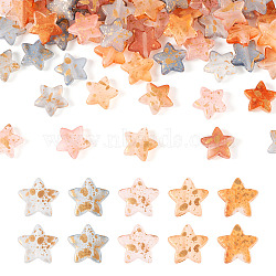 100Pcs 5 Colors Transparent Frosted Spray Painted Acrylic Beads, Star, Mixed Color, 14x14x5mm, Hole: 1.6mm, 20pcs/color(FACR-TA0001-05)