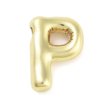 Rack Plating Brass Pendants, Long-Lasting Plated, Real 18K Gold Plated, Letter P, 20.5x14x5mm, hole: 3.5x2mm