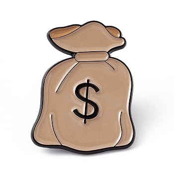 Dollar Money Enamel Pin, Alloy Brooch for Backpack Clothes, Bag Pattern, 29.5x22.5x1.5mm, Pin: 1.2mm