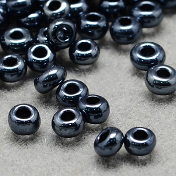 8/0 Grade A Round Glass Seed Beads, Metallic Colours, Prussian Blue, 8/0, 3x2mm, Hole: 1mm, about 10000pcs/bag
