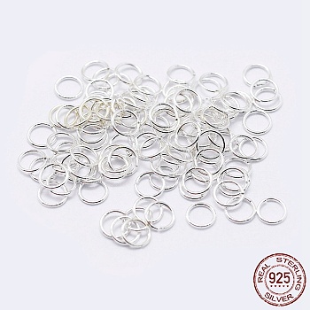 925 Sterling Silver Open Jump Rings, Round Rings, Silver, 21 Gauge, 6x0.7mm, Inner Diameter: 4mm, about 149pcs/10g