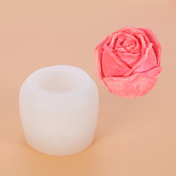 Rose Flower Shape DIY Candle Silicone Molds, for Scented Candle Making, White, 7.5x6.5cm