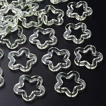 Transparent Acrylic Beads, Flower, Pale Green, 30x30.5x5mm, Hole: 1.8mm, about 340pcs/500g
