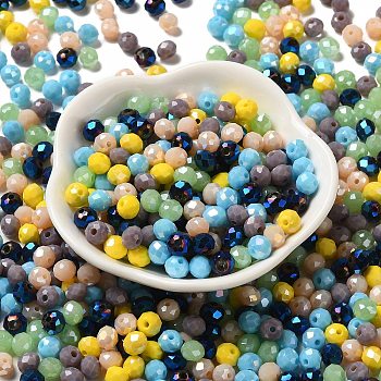 Glass Beads, Faceted, Rondelle, Sky Blue, 6x5mm, Hole: 1mm, about 2360pcs/500g