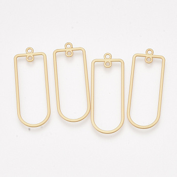 Smooth Surface Alloy  2-Loop Link Pendants, Rectangle, Matte Gold Color, 44x17x1mm, Hole: 1.8mm