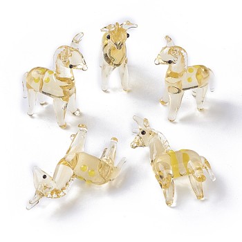 Home Decorations, Handmade Lampwork Display Decorations, Horse, Gold, 25~30x12~16x34~38mm