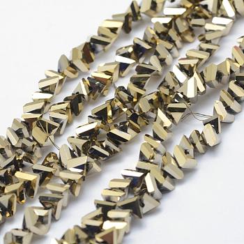 Electroplate Glass Beads Strands, Full Rainbow Plated, Faceted, Triangle, Antique Bronze Plated, 3.5x4x3mm, Hole: 0.2mm, about 146pcs/strand, 13.77~14.96 inch(35~38cm)
