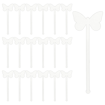 24Pcs Transparent Acrylic Stirring Rods, Butterfly, 152x54.5x3mm