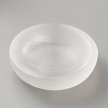 Natural Gesso Bowl Display Decoration, Figurine Home Decoration, Reiki Energy Stone, WhiteSmoke, 100x25.5mm