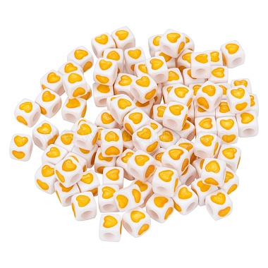 Yellow Cube Acrylic European Beads