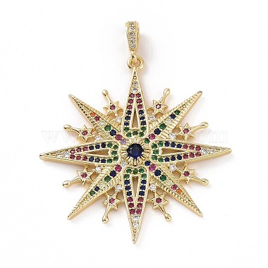 Real 18K Gold Plated Colorful Star Brass+Cubic Zirconia Pendants
