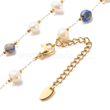 Natural Gemstone & Pearl Beaded Necklace(NJEW-JN03894)-6