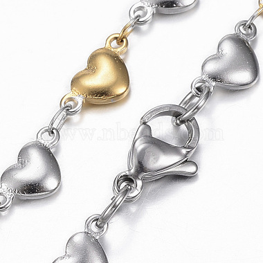 Two Tone 304 Stainless Steel Heart Link Chain Jewelry Sets(SJEW-H103-12GP)-4