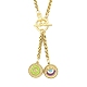 Ion Plating(IP) 304 Stainless Steel Green Yellow Enamel Letter & Eye Pendant Wheat Chain Necklaces(STAS-Z102-01G-O)-1