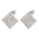 Brass Micro Pave Clear Cubic Zirconia Rhombus Stud Earrings for Women(EJEW-G362-09P)-1