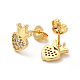 Rack Plating Brass Micro Pave Clear Cubic Zirconia Heart with Crown Ear Studs(EJEW-F301-03)-3