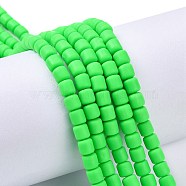 Handmade Polymer Clay Bead Strands, Column, Lawn Green, 6.5x6mm, Hole: 1.2mm, about 61pcs/strand, 15.75 inch(40cm)(X-CLAY-ZX006-01-128)