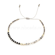 Natural Obsidian & Glass Seed Braided Bead Bracelets, Adjustable Bracelet, Gray, No Size
(HR1333-4)