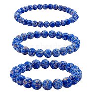 3Pcs 3 Size Synthetic Imperial Jasper Round Beaded Stretch Bracelets Set, Gemstone Jewelry for Women, Marine Blue, Inner Diameter: 2-1/8 inch(5.5cm), Beads: 6~10mm, 1Pc/size(BJEW-SW00064-33)