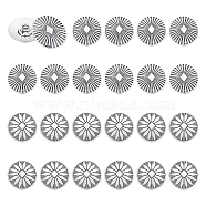 24Pcs 2 Style Zinc Alloy Shank Buttons, 1-Hole, Oval with Flower, Antique Silver, 25x22x7.5mm, Hole: 3mm, 12pcs/style(BUTT-UN0001-23)