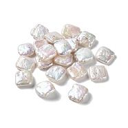 Natural Keshi Pearl Cultured Freshwater Pearl Beads, Baroque Pearls, Square, WhiteSmoke, 10.5~12.5x10.5~12.5x4~5.5mm, Hole: 0.8mm(PEAR-E020-37)