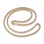 304 Stainless Steel Wheat Chain Necklaces, with Lobster Claw Clasps, Golden, 27.6 inch(70cm), 4mm(NJEW-D285-14G)