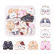 35 Pieces Cat Enamel Charm Pendant Alloy Enamel Animal Charm Mixed Color for Jewelry Necklace Bracelet Earring Making Crafts, Golden, 16x18mm, Hole: 2mm(JX249A)