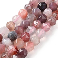 Natural Alashan Agate Beads Strands, Faceted, Double Hearted & Star Cut Beads, 7~8.5x7.5~8mm, Hole: 0.8~1mm, about 48~50pcs/strand, 15.16~15.55 inch(38.5~39.5cm)(G-NH0021-A22-01)