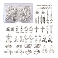 Tibetan Style Zinc Alloy Pendants, Cadmium Free & Lead Free, Mixed Shapes, Antique Silver, 100pcs/box(TIBEP-TA0002-36AS-RS)