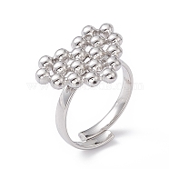 304 Stainless Steel Rings Heart Adjustable Ring for Women, Stainless Steel Color, Inner Diameter: 17~19mm(RJEW-E055-01P)
