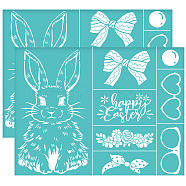 Self-Adhesive Silk Screen Printing Stencil, for Painting on Wood, DIY Decoration T-Shirt Fabric, Turquoise, Rabbit, 280x220mm(DIY-WH0338-228)