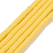 Handmade Polymer Clay Beads Strands, for DIY Jewelry Crafts Supplies, Heishi Beads, Disc/Flat Round, Yellow, 6x0.5~1mm, Hole: 1.8mm, about 290~320pcs/strand, 15.75 inch~16.14 inch(40~41cm)(CLAY-R089-6mm-Q035)