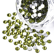 Glass Rhinestone Flat Back Cabochons, Back Plated, Faceted, Half Round, Olivine, SS4, 1.5~1.6x1mm, about 1440pcs/bag(RGLA-S002-04SS-14)