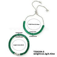 2Pcs 2 Styles Brass Cubic Zirconia Cup Chain Fashionable and Elegant Bracelets Sets, Adjustable Slider Bracelets, Platinum, Green, 6-3/4~10-1/4 inch(17~26cm), 1pc/style(HD7602)