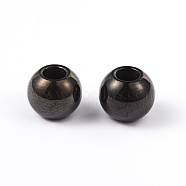 Round 304 Stainless Steel Beads, Electrophoresis Black, 8x7mm, Hole: 3mm(STAS-L176-10)