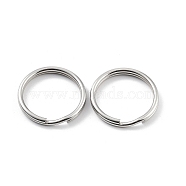 304 Stainless Steel Split Key Rings, Keychain Clasp Findings, 2-Loop Round Ring, Stainless Steel Color, 28x2mm, Single Wire: 1.75mm(STAS-Q314-02D-P)