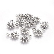 Tibetan Style Alloy Pendants, Lead Free & Nickel Free & Cadmium Free, Sun, Thai Sterling Silver Plated, 17.5x12.5mm, Hole: 2mm(X-LF0214Y-TAS-NR)