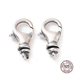 925 Sterling Silver Swivel Clasps, Antique Silver, 15.5x8.5x4mm, Hole: 1.4mm, Inner Diameter: 4mm(STER-D036-08AS)