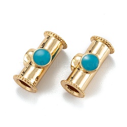 Brass Tube Beads, with Enamel, Column, Real 18K Gold Plated, 15x8.5x7mm, Hole: 3.5mm(KK-A155-25G)