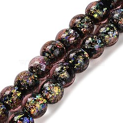 Handmade Dichroic Foil Glass Beads Strands, Round, Old Rose, 7.5~8mm, Hole: 1.3mm, about 50pcs/strand, 13.58''(34.5cm)(DICH-U001-02J)