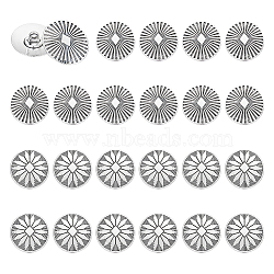 Unicraftale 24Pcs 2 Style Zinc Alloy Shank Buttons, 1-Hole, Oval with Flower, Antique Silver, 25x22x7.5mm, Hole: 3mm, 12pcs/style(BUTT-UN0001-23)