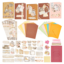 DIY Teachers' Day Theme Envelope & Card Kids Craft Kits, including Envelope, Paperboard and Rectangle Konfetti, Silk Ribbon, Rhinestone and Paper Accessories, Mixed Color, 180x125x0.4mm(AJEW-WH0415-62C)