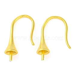 925 Sterling Silver Earring Hooks, Real 18K Gold Plated, 18.5x9.5mm, Pin: 0.7mm(STER-U005-13G)