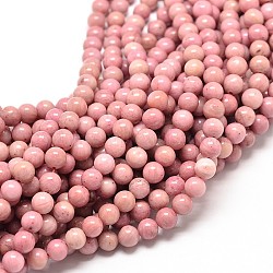 Natural Rhodonite Round Bead Strands, 8mm, Hole: 1mm,  about 45pcs/strand, 15 inch(G-P072-38-8mm)