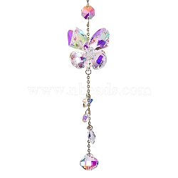 Glass Hanging Ornaments, Hanging Suncatchers Home Garden Outdoor Decorations, Butterfly, 330mm(PW-WGEDAC8-02)