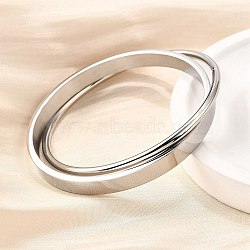 304 Stainless Steel Bangles, Criss Cross Bangles for Women, Stainless Steel Color, 1/4 inch(0.7cm), Inner Diameter: 2-1/2 inch(6.35cm); 1/8 inch(0.3cm), Inner Diameter: 2-1/2 inch(6.35cm)(BJEW-V004-01P)