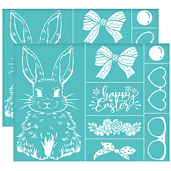 Self-Adhesive Silk Screen Printing Stencil, for Painting on Wood, DIY Decoration T-Shirt Fabric, Turquoise, Rabbit, 280x220mm(DIY-WH0338-228)