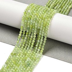 Natural Xiuyan Jade Beads Strands, Faceted, Round, 2.5~2.8x2~2.2mm, Hole: 0.5mm, about 174pcs/strand, 15.35''(39cm)(G-Z074-A04-01)