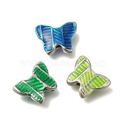 Alloy Enamel Beads, Platinum, Butterfly, Mixed Color, 9x11.5x3mm, Hole: 1.2mm(FIND-C065-02P)