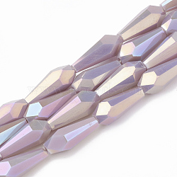 Electroplate Opaque Solid Color Glass Beads Strands, Faceted, Vase, Plum, 14x6x6mm, Hole: 1.2mm, about 50pcs/strand, 27.1 inch(EGLA-T008-12A)